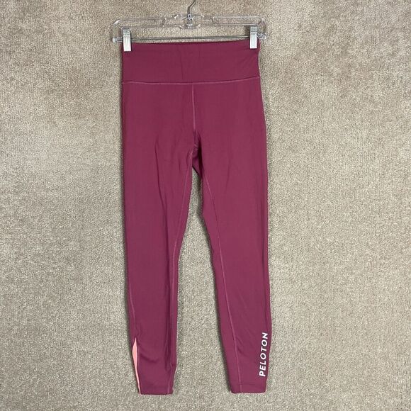 Peloton Active Leggings Womens Size Small Burgundy High Rise Logo Athletic Yoga - Picture 1 of 10